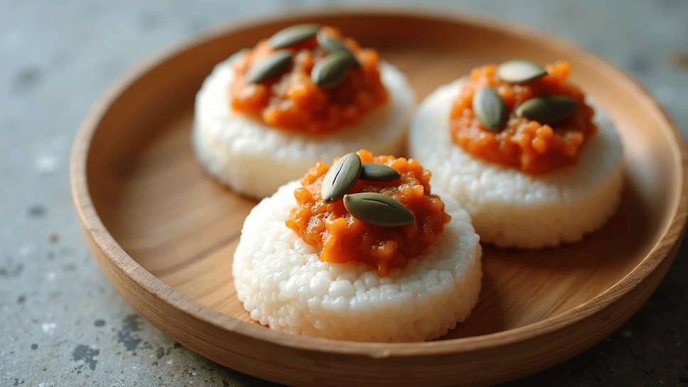 Low histamine rice cakes topped with adzuki beans and seeds