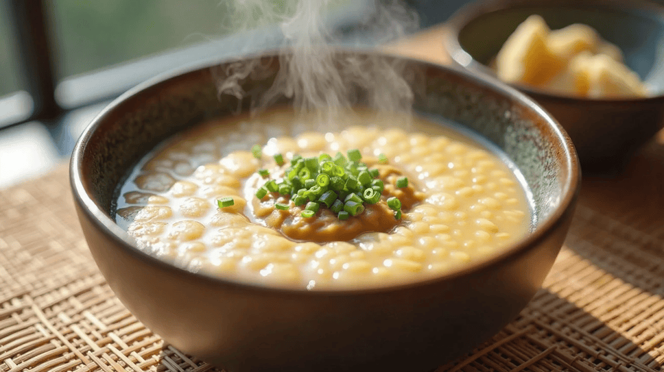Warm ginger millet congee, a low histamine vegan breakfast option