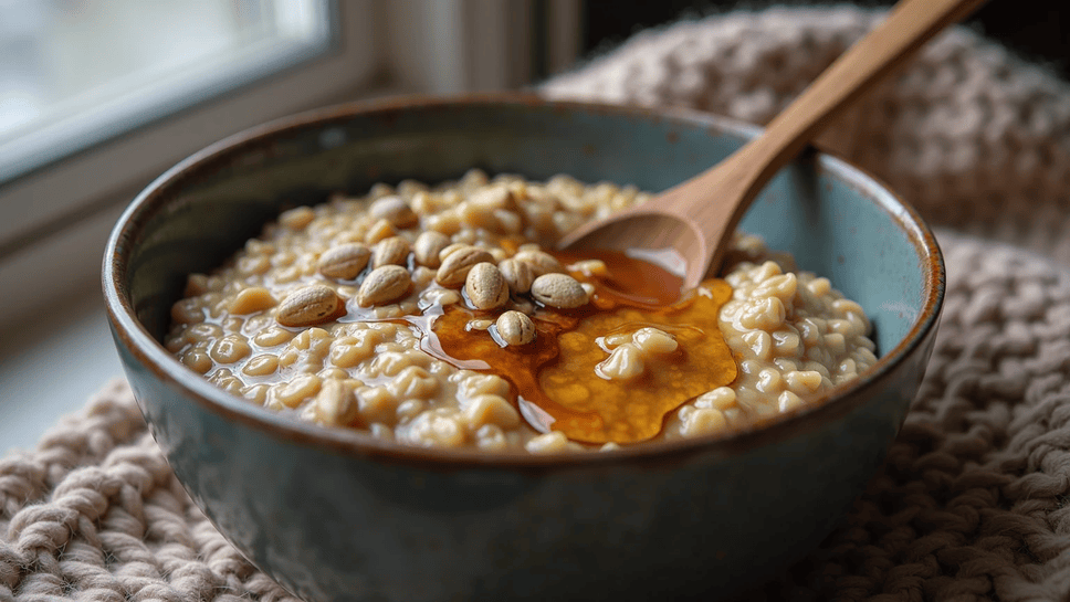 Hemp seed oatmeal with maple drizzle for a low histamine diet