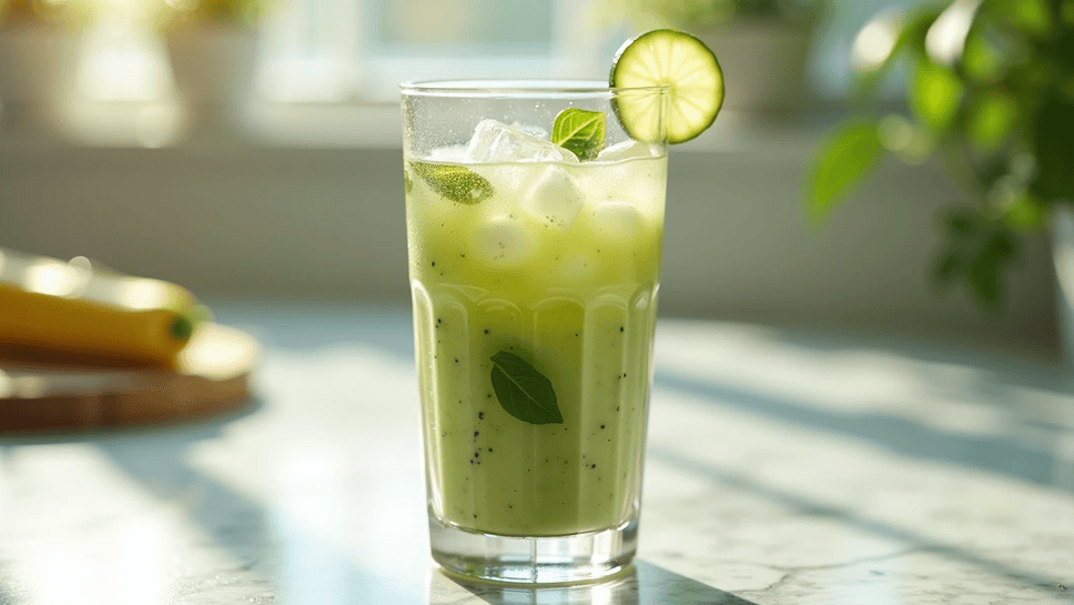 Zucchini basil smoothie with coconut water for histamine intolerance